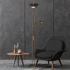 Searchlight Electric Mother & Child Floor Lamp - Antique Brass Metal & Glass 4329AB