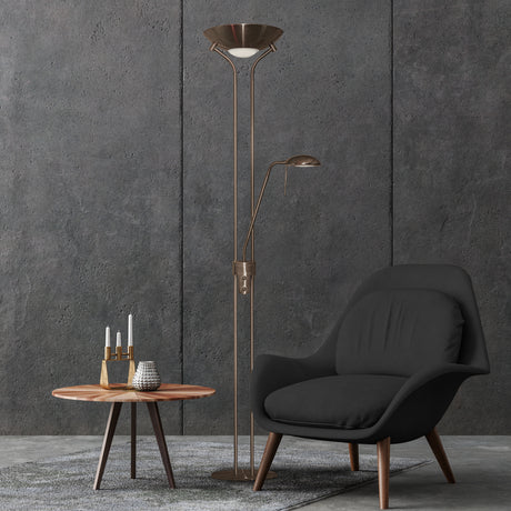 Searchlight Electric Mother & Child Floor Lamp - Antique Brass Metal & Glass 4329AB