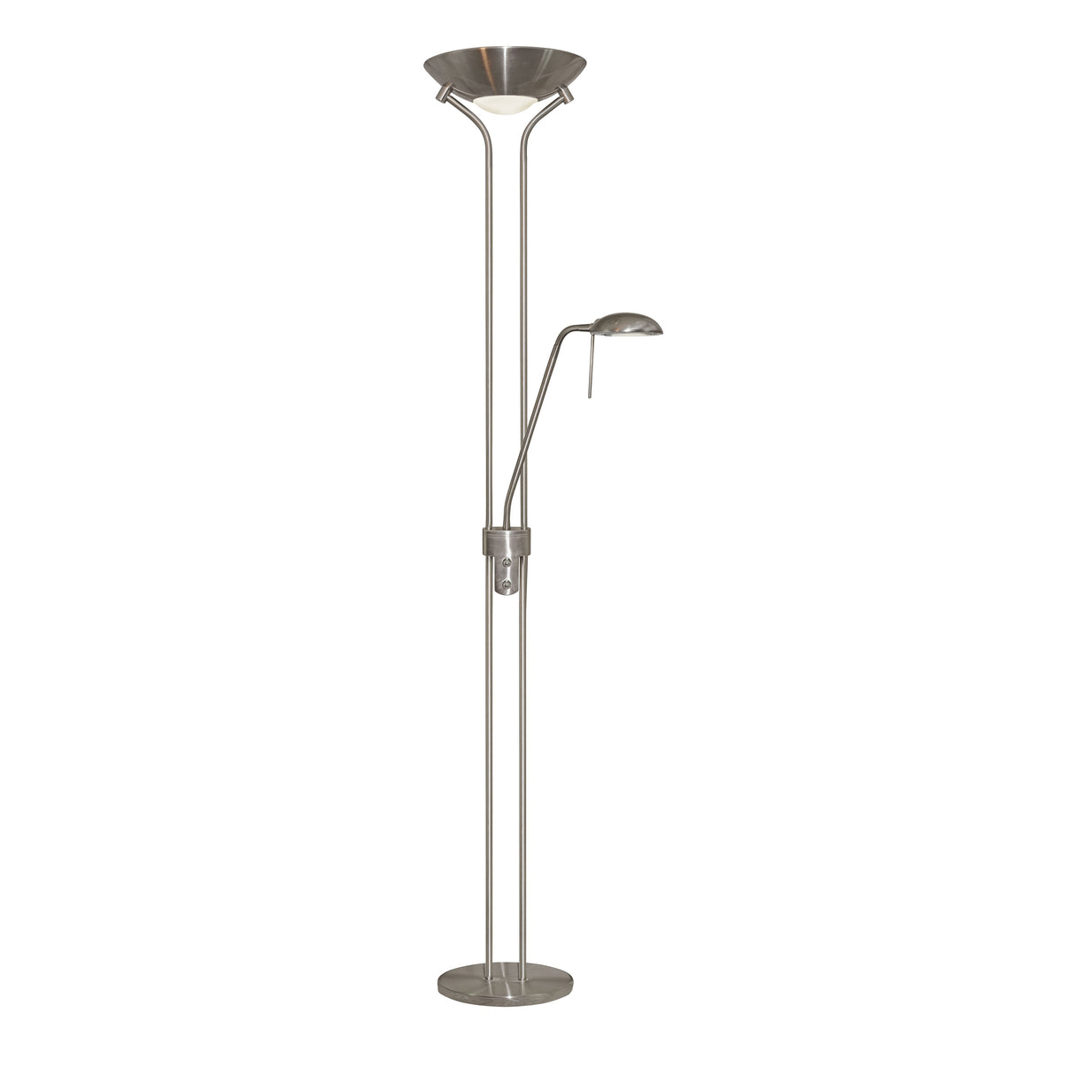 Mother & Child Floor Lamp - Satin Silver Metal & Glass