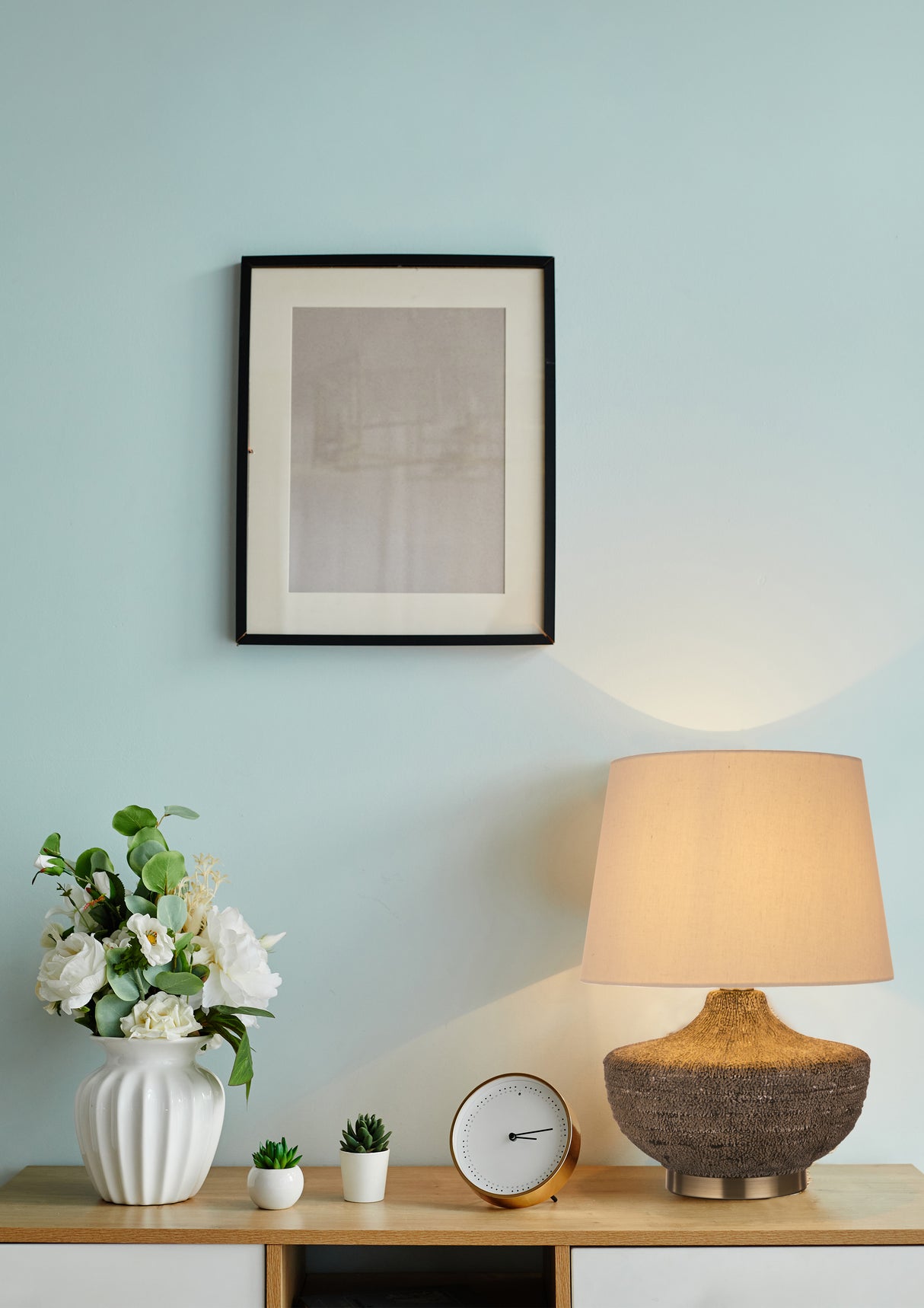 Searchlight Electric Avaya 1Lt Table Lamp, Ceramic with Linen Shade 44210AB
