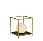 Block Table Lamp - Gold Metal & Opal Glass