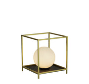 Block Table Lamp - Gold Metal & Opal Glass