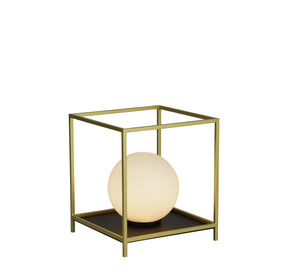Block Table Lamp - Gold Metal & Opal Glass