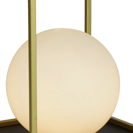 Searchlight Electric Block Table Lamp - Gold Metal & Opal Glass 4452GO