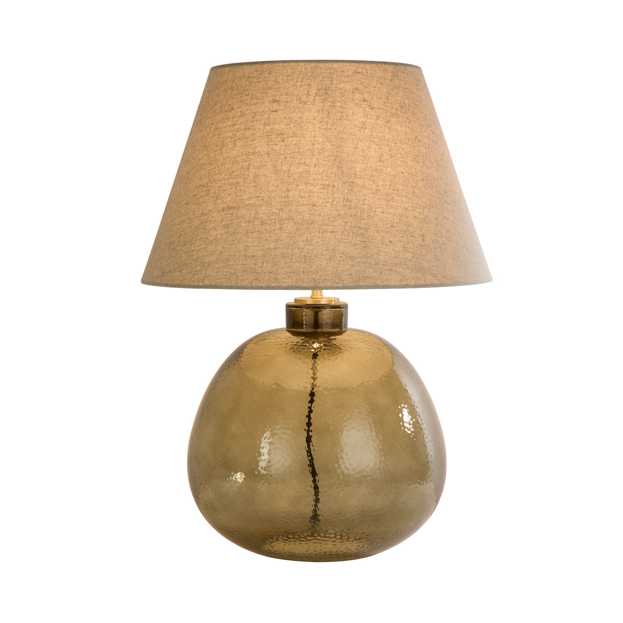 Zenith 1Lt Table Lamp, Green Glass with Natural Linen Shade