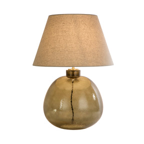 Zenith 1Lt Table Lamp, Green Glass with Natural Linen Shade
