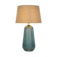 Cameo 1Lt Table Lamp, Blue Glass with Natural Linen Shade