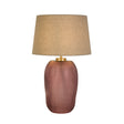 Amethyst 1Lt Table Lamp, Pink Glass with Natural Linen Shade