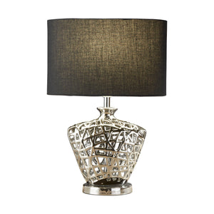 Network Table Lamp  - Chrome Metal & Black Fabric Oval Shade