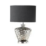 Searchlight Electric Network Table Lamp  - Chrome Metal & Black Fabric Oval Shade 4552CC
