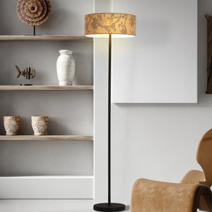 Searchlight Electric Isla 3Lt Floor Lamp, Recycled Paper Shade and Black Metal 47812NA
