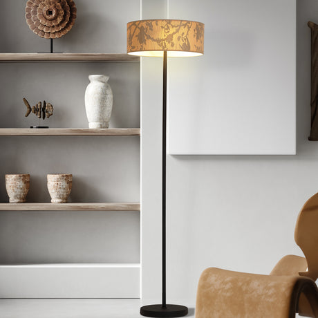 Searchlight Electric Isla 3Lt Floor Lamp, Recycled Paper Shade and Black Metal 47812NA