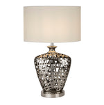 Network Table Lamp - Chrome Ceramic& Black Fabric Oval Shade