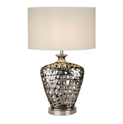 Network Table Lamp - Chrome Ceramic& Black Fabric Oval Shade