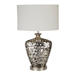 Searchlight Electric Network Table Lamp - Chrome Ceramic& Black Fabric Oval Shade 4852CC