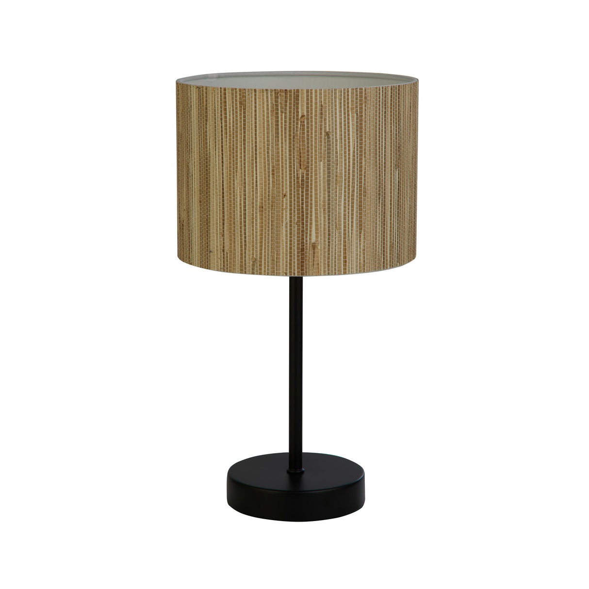Searchlight Electric Meadow 1Lt Table Lamp, Natural Grass Shade and Black Metal 49712BK