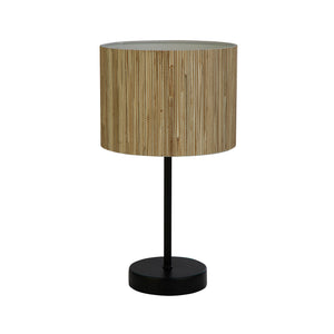 Searchlight Electric Meadow 1Lt Table Lamp, Natural Grass Shade and Black Metal 49712BK