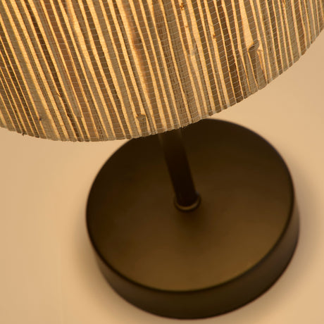 Searchlight Electric Meadow 1Lt Table Lamp, Natural Grass Shade and Black Metal 49712BK