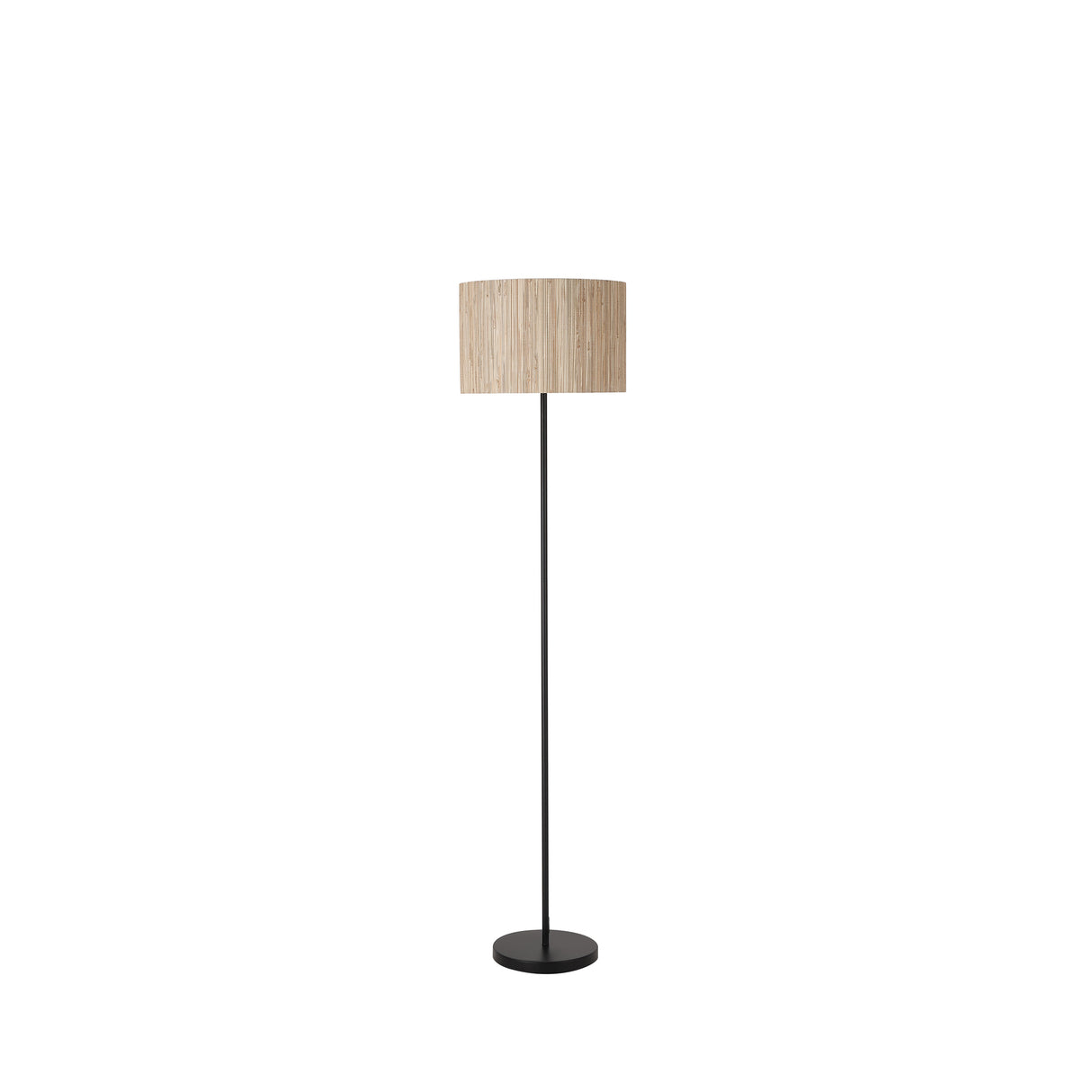 Searchlight Electric Meadow 1Lt Floor Lamp, Natural Grass Shade and Black Metal 49713BK