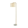 Gallow Floor Lamp-Antique Gold Metal, Marble & White Fabric
