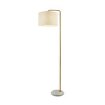 Gallow Floor Lamp-Antique Gold Metal, Marble & White Fabric