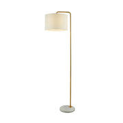 Gallow Floor Lamp-Antique Gold Metal, Marble & White Fabric