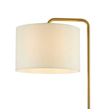 Searchlight Electric Gallow Floor Lamp-Antique Gold Metal, Marble & White Fabric 5024GO