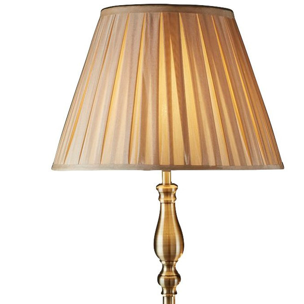 Searchlight Electric Flemish Floor Lamp- Antique Brass Metal & Grey Pleated Shade 5029AB