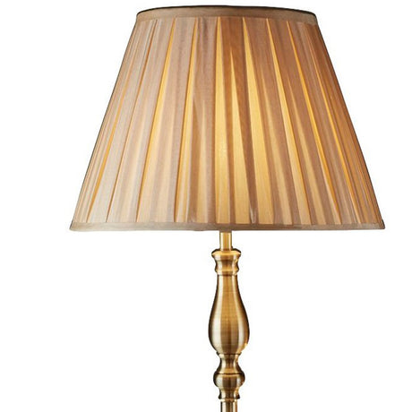 Searchlight Electric Flemish Floor Lamp- Antique Brass Metal & Grey Pleated Shade 5029AB