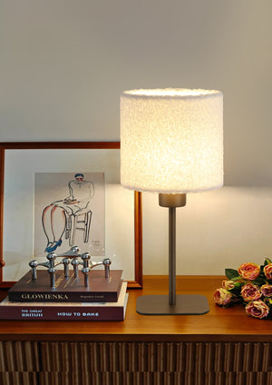 Searchlight Electric Chelsea 1Lt Table Lamp, Latte Metal with Plush Shade 50501LT