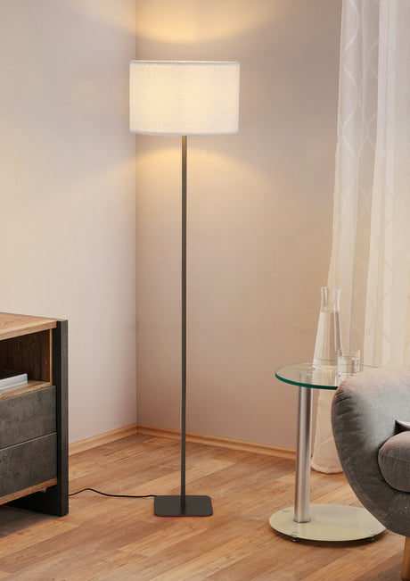 Searchlight Electric Chelsea 1Lt Floor Lamp, Latte Metal with Plush Shade 50502LT