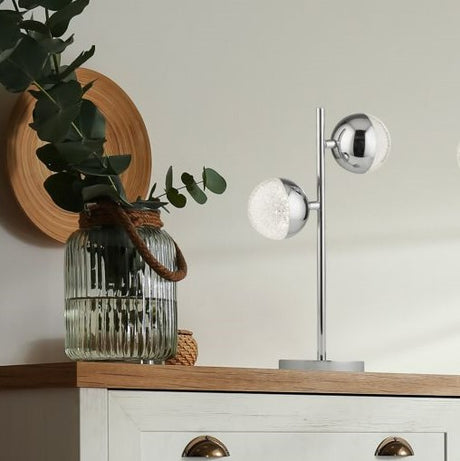Searchlight Electric Marbles Table Lamp - Chrome Metal & Crystal Sand 5087CC