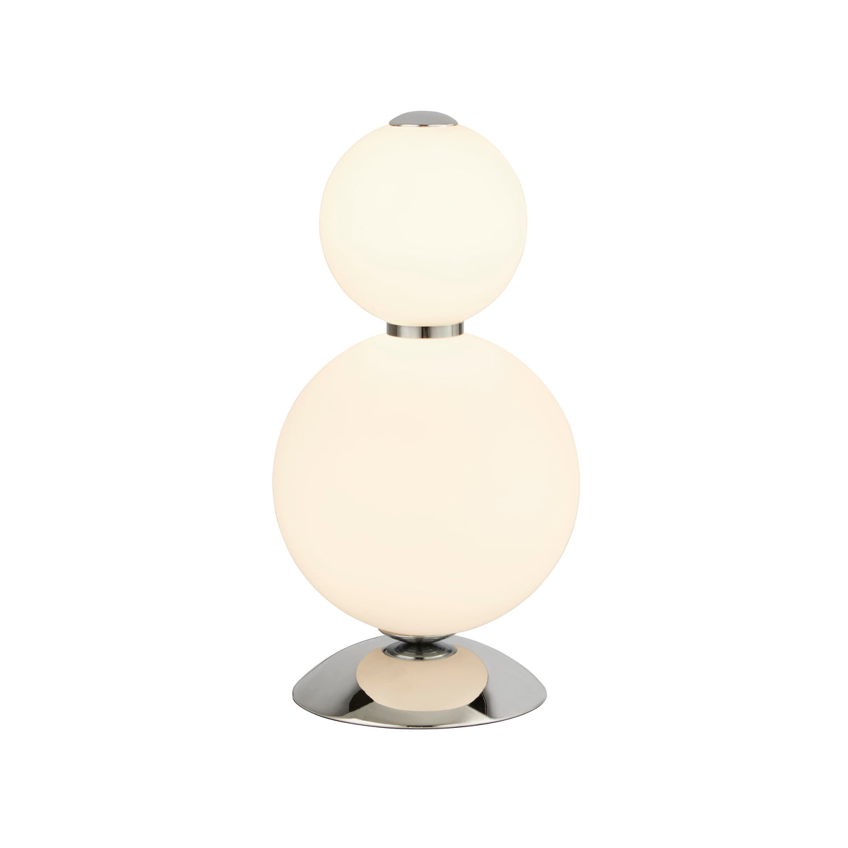 Snowball  Table Lamp  - Chrome Metal & Opal Glass