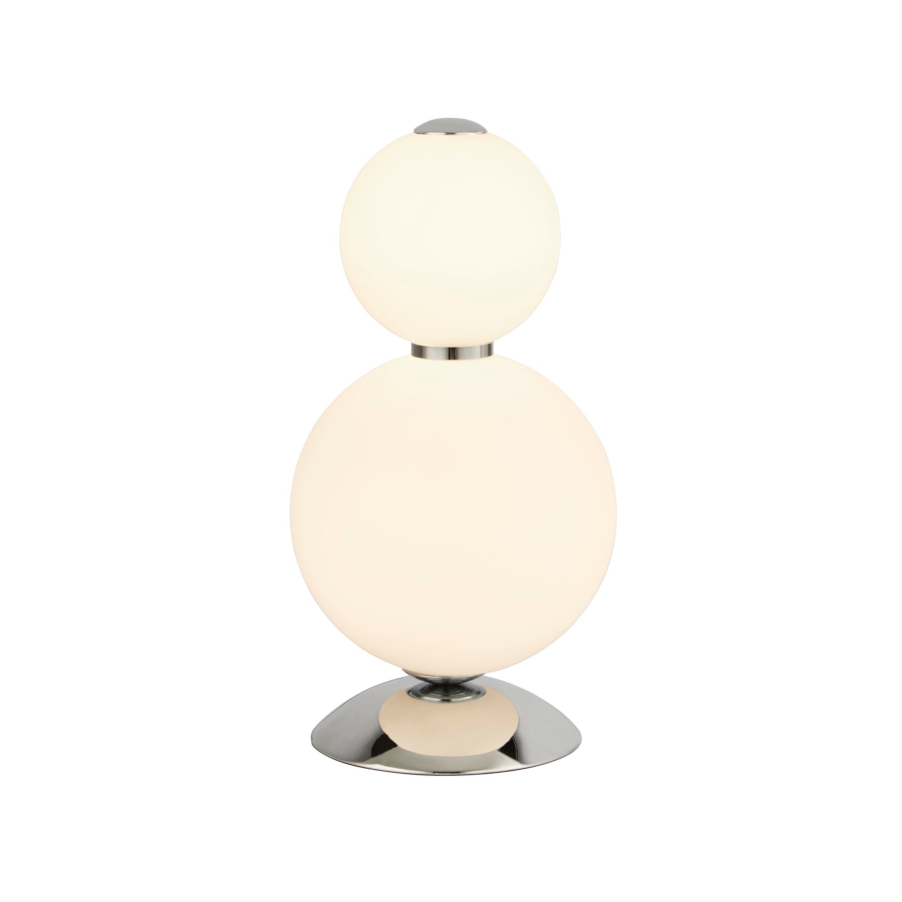 Snowball  Table Lamp  - Chrome Metal & Opal Glass