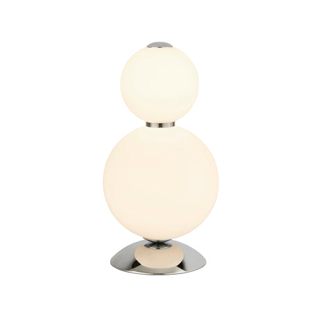 Snowball  Table Lamp  - Chrome Metal & Opal Glass