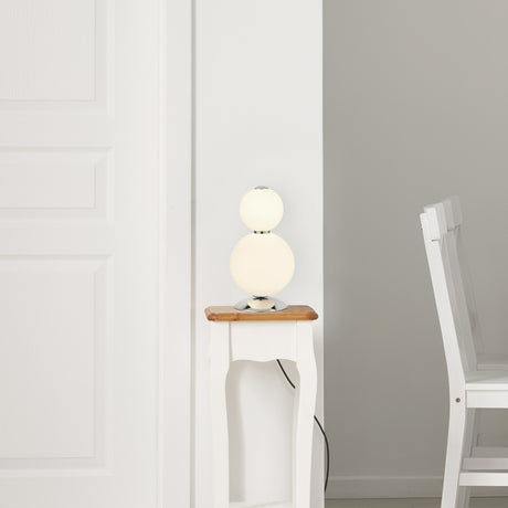 Searchlight Electric Snowball  Table Lamp  - Chrome Metal & Opal Glass 51021-2CC