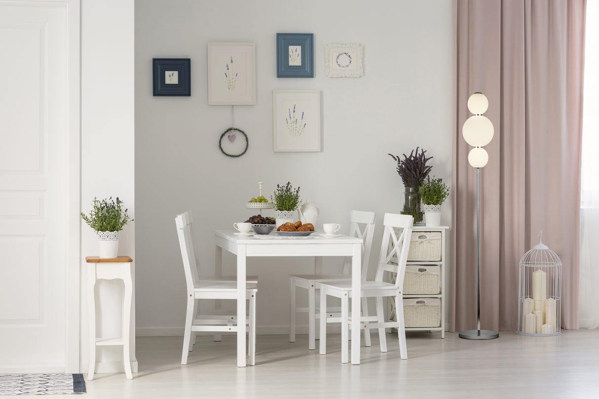 Searchlight Electric Snowball  3Lt Floor Lamp  - Chrome Metal & Opal Glass 51021-3CC