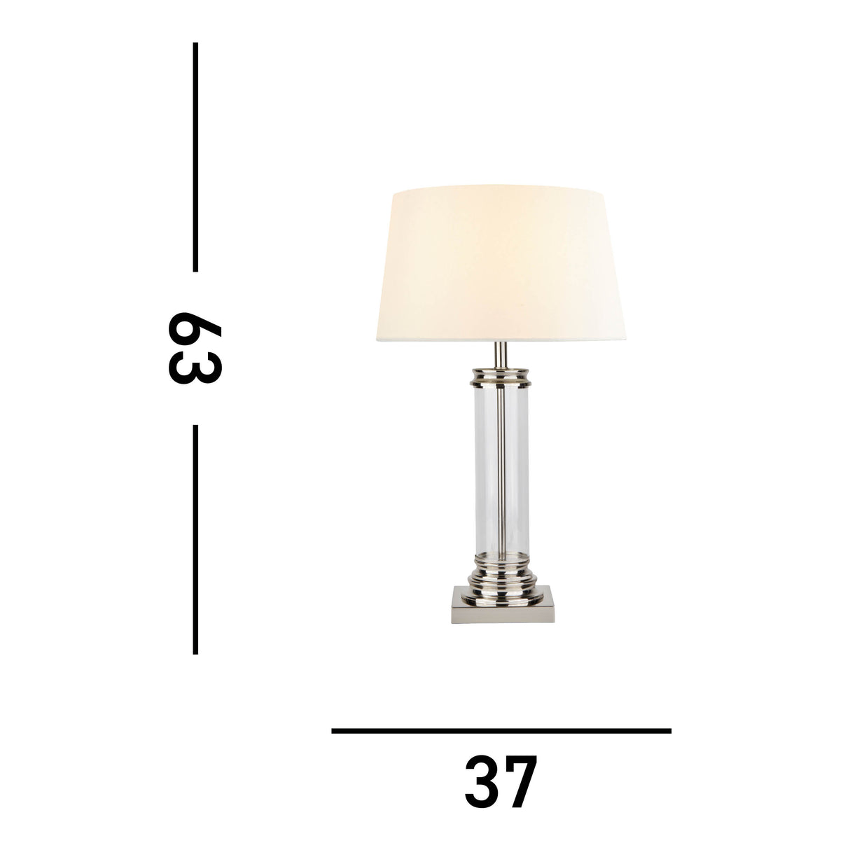 Searchlight Electric Pedestal Table Lamp - Satin Silver, Glass & Cream Fabric 5141SS