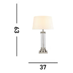 Searchlight Electric Pedestal Table Lamp - Satin Silver, Glass & Cream Fabric 5141SS