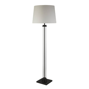 Searchlight Electric Pedestal Floor Lamp- Black Metal, Glass & White Fabric Shade 5142BK