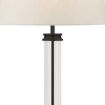 Searchlight Electric Pedestal Floor Lamp- Black Metal, Glass & White Fabric Shade 5142BK