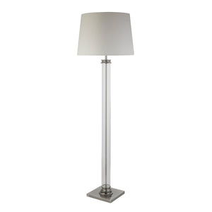 Searchlight Electric Pedestal Floor Lamp - Satin Silver, Glass & Cream Fabric 5142SS
