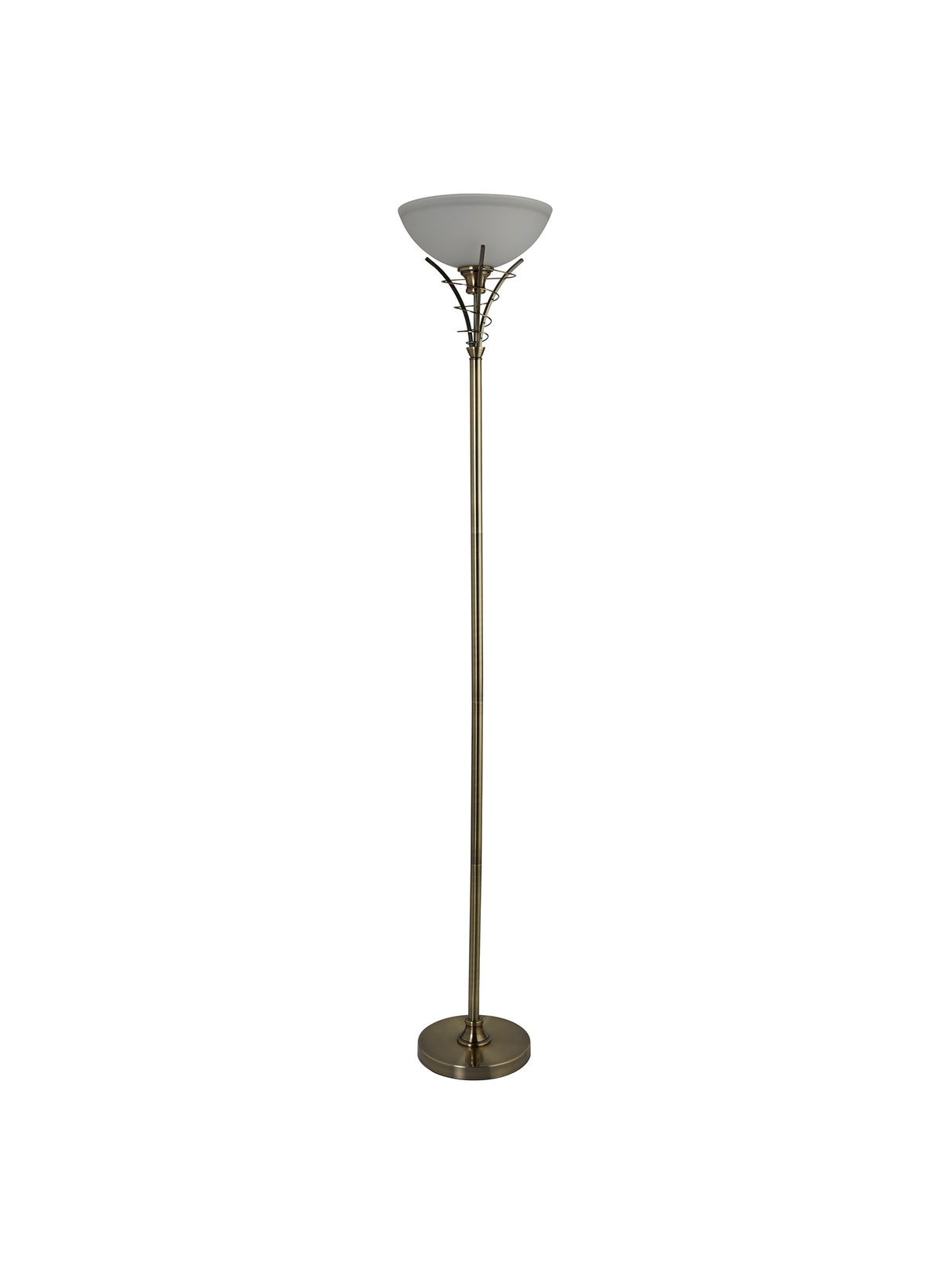 Searchlight Electric Linea Floor Lamp - Antique Brass Metal & Acid Glass 5222AB