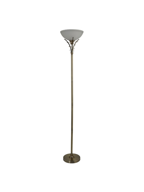 Searchlight Electric Linea Floor Lamp - Antique Brass Metal & Acid Glass 5222AB