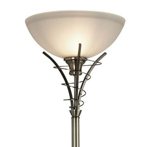 Searchlight Electric Linea Floor Lamp - Antique Brass Metal & Acid Glass 5222AB