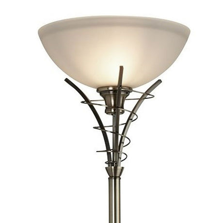 Searchlight Electric Linea Floor Lamp - Antique Brass Metal & Acid Glass 5222AB