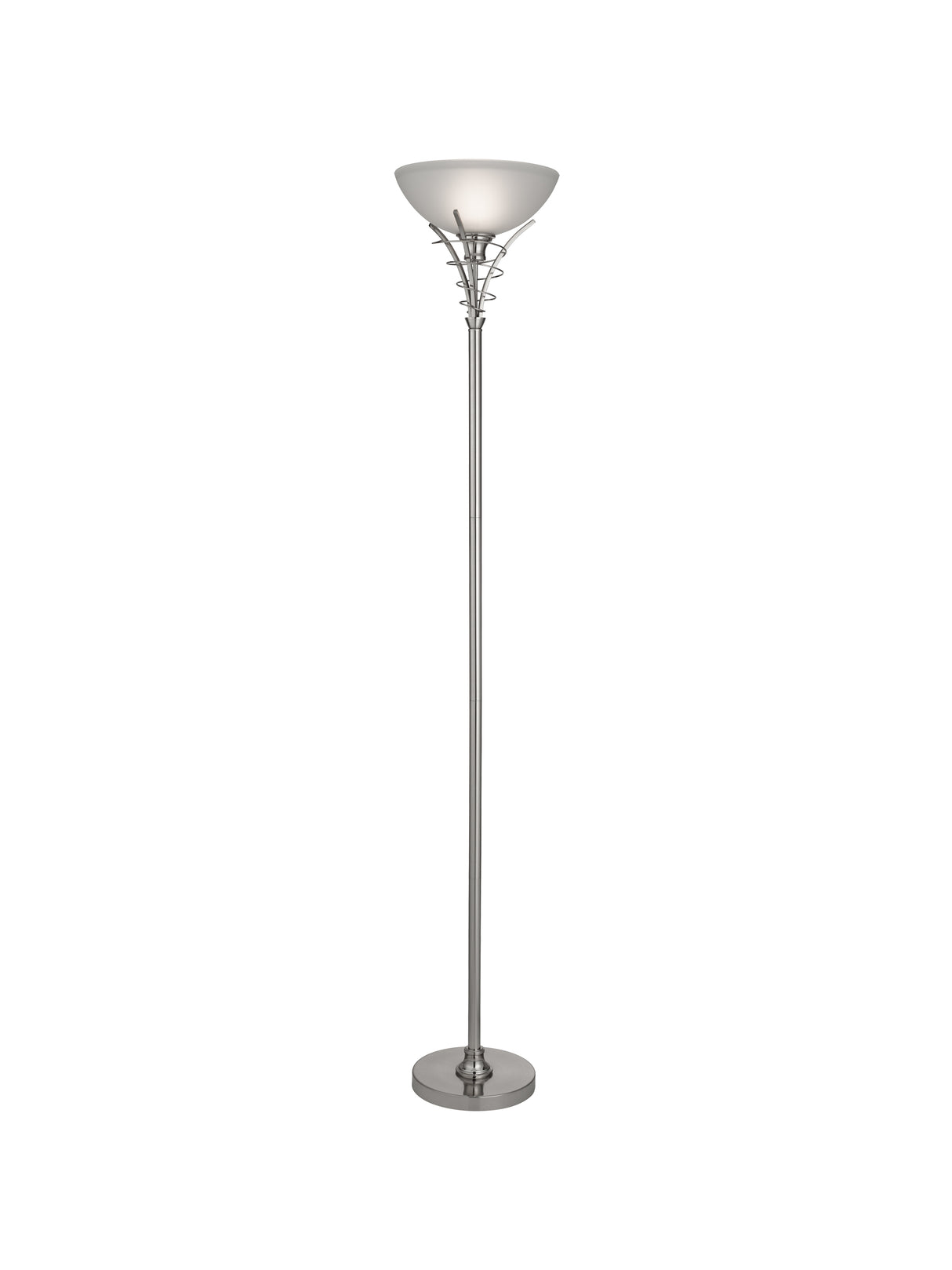 Linea Uplighter Floor Lamp - Satin Silver & Acid Glass
