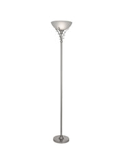 Linea Uplighter Floor Lamp - Satin Silver & Acid Glass