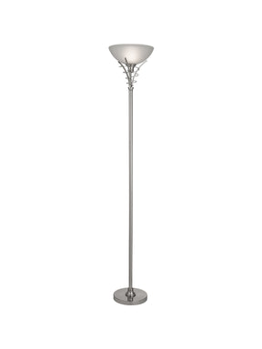 Linea Uplighter Floor Lamp - Satin Silver & Acid Glass