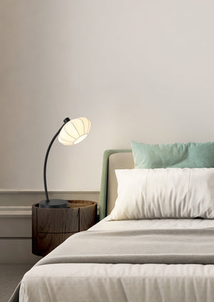 Searchlight Electric Radiant 1Lt Table Lamp, Black Metal with Soft Fabric Shade 52852BK